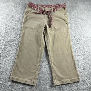 VINTAGE Y2K OP Corduroy Capri‎ Pants Womens 7 Tan Khaki Belted 3/4